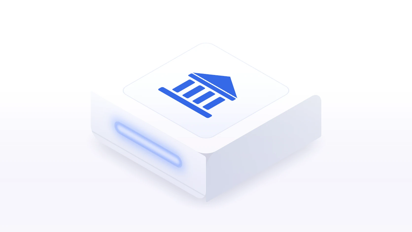 Isometric block with a bank icon for financial services automation