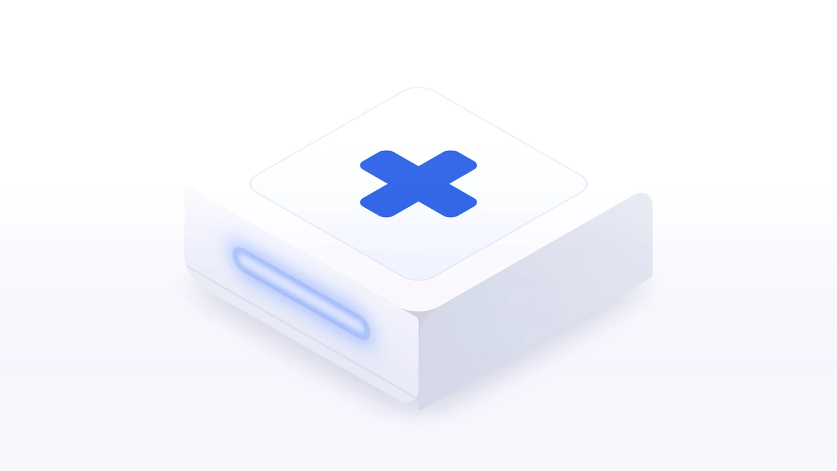 Isometric block with a medical cross icon for healthcare automation